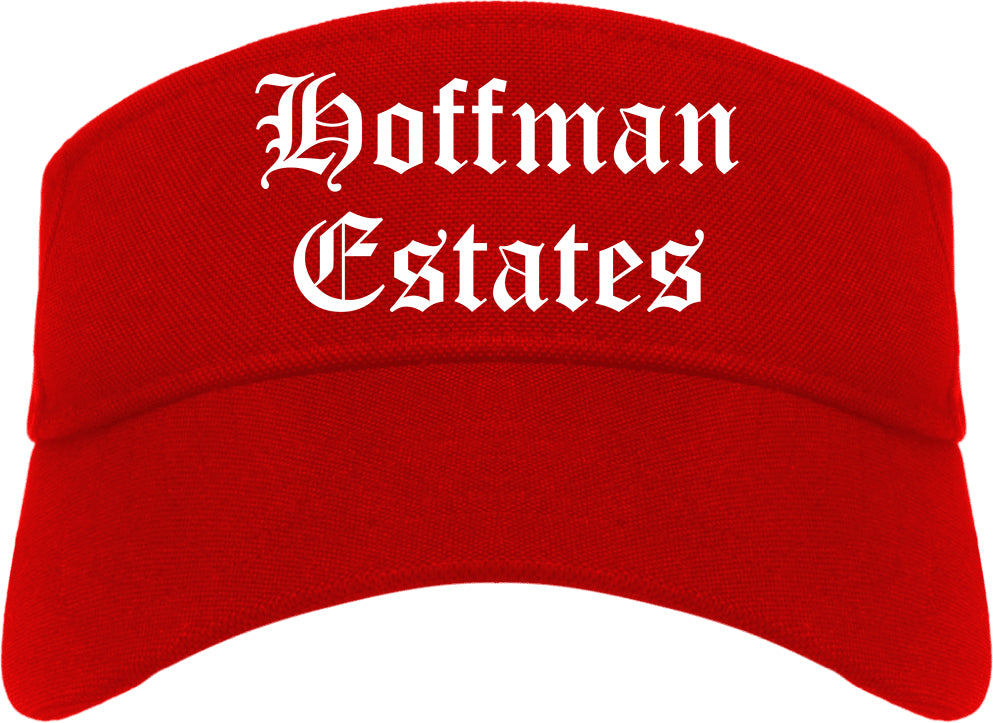 Hoffman Estates Illinois IL Old English Mens Visor Cap Hat Red