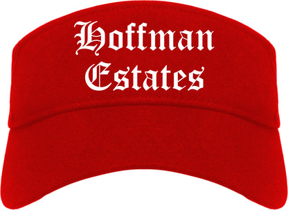 Hoffman Estates Illinois IL Old English Mens Visor Cap Hat Red