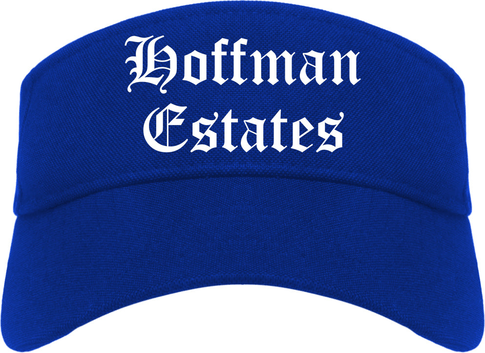 Hoffman Estates Illinois IL Old English Mens Visor Cap Hat Royal Blue