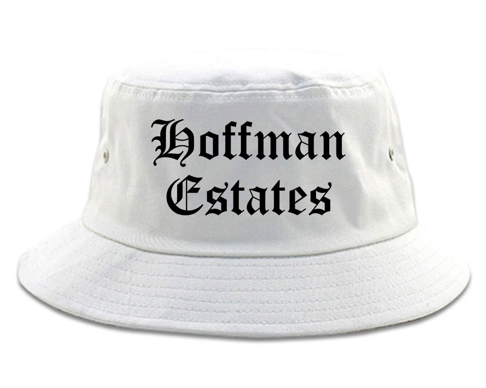 Hoffman Estates Illinois IL Old English Mens Bucket Hat White