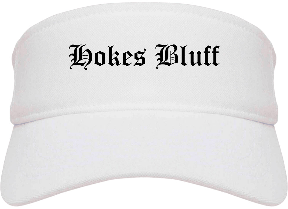 Hokes Bluff Alabama AL Old English Mens Visor Cap Hat White
