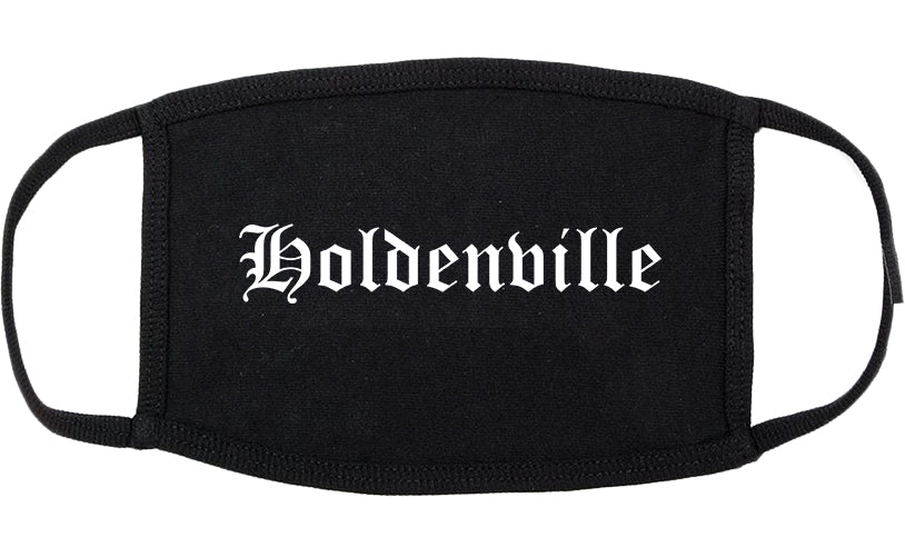 Holdenville Oklahoma OK Old English Cotton Face Mask Black