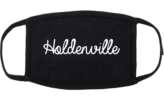 Holdenville Oklahoma OK Script Cotton Face Mask Black
