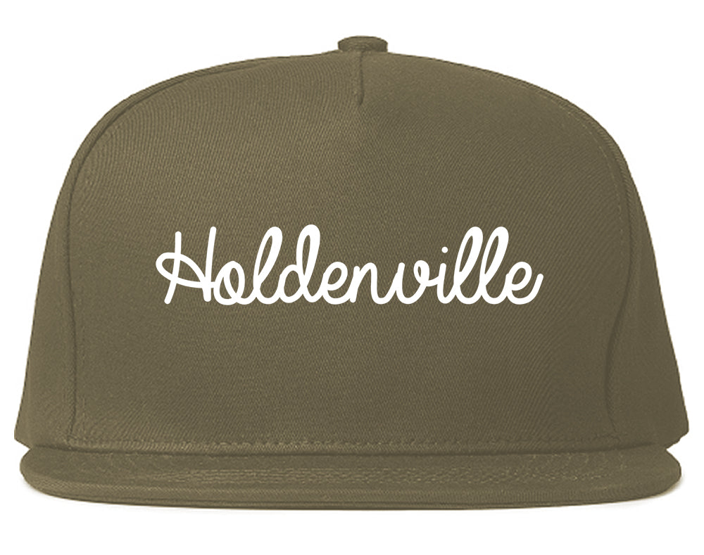 Holdenville Oklahoma OK Script Mens Snapback Hat Grey