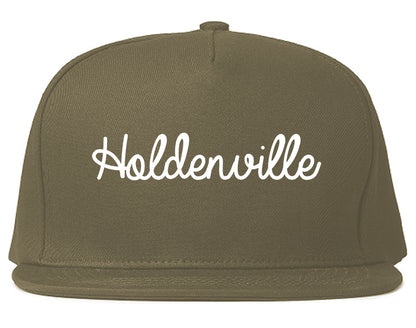 Holdenville Oklahoma OK Script Mens Snapback Hat Grey