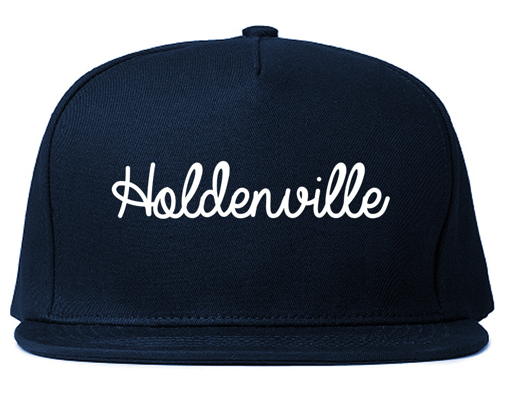 Holdenville Oklahoma OK Script Mens Snapback Hat Navy Blue