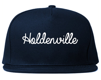 Holdenville Oklahoma OK Script Mens Snapback Hat Navy Blue
