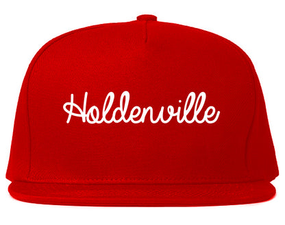 Holdenville Oklahoma OK Script Mens Snapback Hat Red