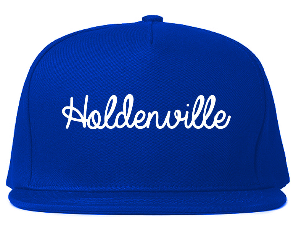 Holdenville Oklahoma OK Script Mens Snapback Hat Royal Blue