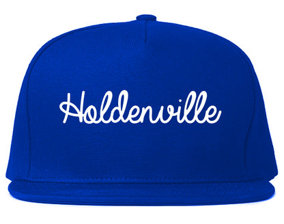 Holdenville Oklahoma OK Script Mens Snapback Hat Royal Blue