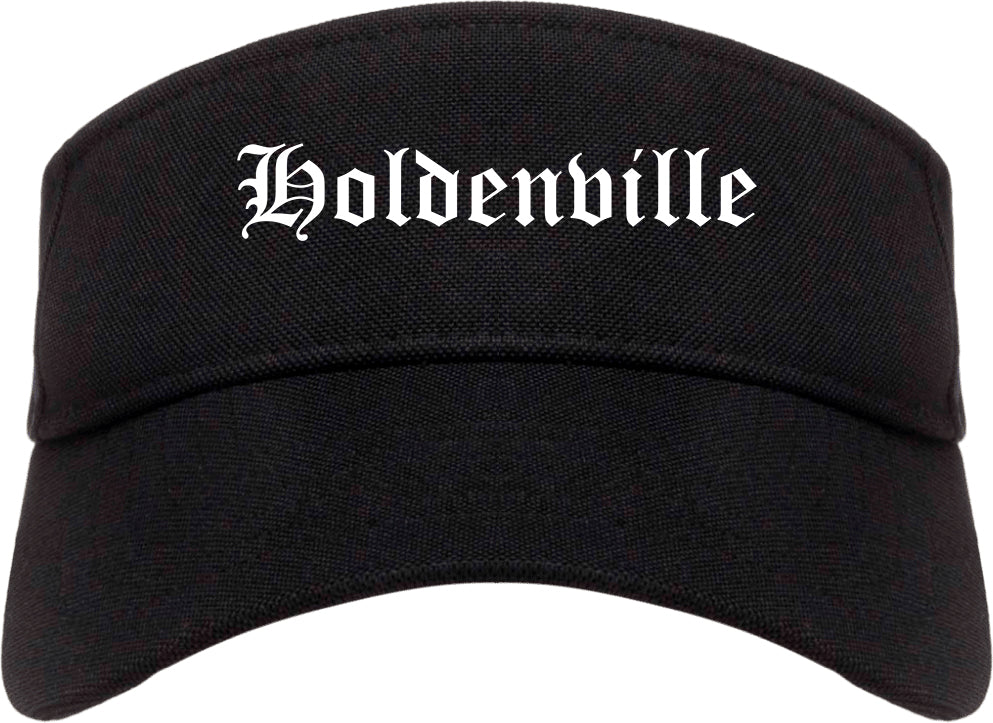 Holdenville Oklahoma OK Old English Mens Visor Cap Hat Black