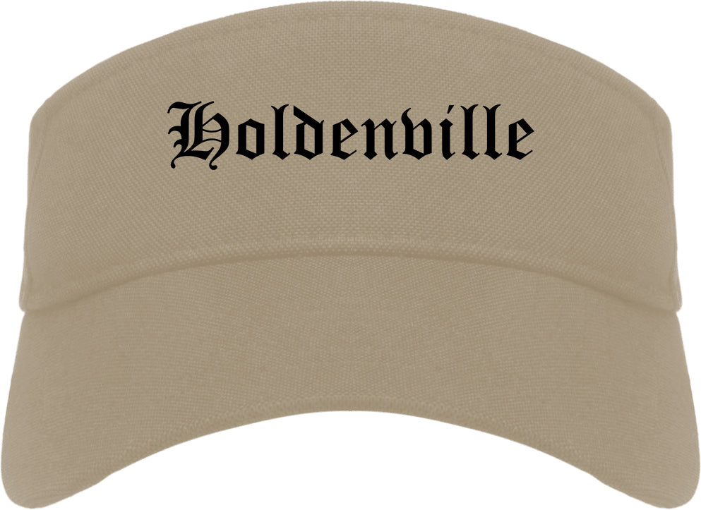 Holdenville Oklahoma OK Old English Mens Visor Cap Hat Khaki