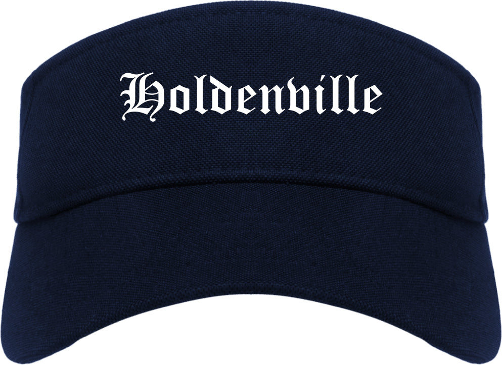 Holdenville Oklahoma OK Old English Mens Visor Cap Hat Navy Blue