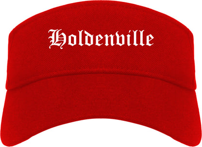 Holdenville Oklahoma OK Old English Mens Visor Cap Hat Red