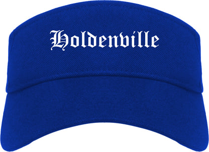 Holdenville Oklahoma OK Old English Mens Visor Cap Hat Royal Blue