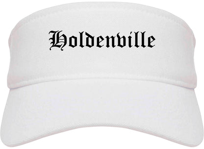 Holdenville Oklahoma OK Old English Mens Visor Cap Hat White