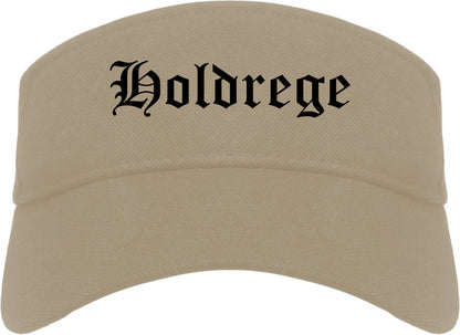 Holdrege Nebraska NE Old English Mens Visor Cap Hat Khaki