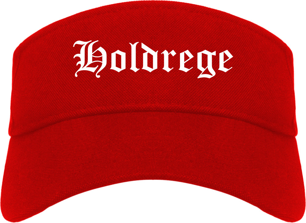 Holdrege Nebraska NE Old English Mens Visor Cap Hat Red