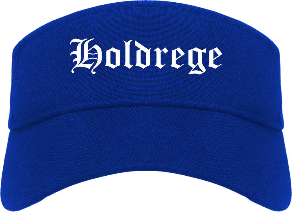 Holdrege Nebraska NE Old English Mens Visor Cap Hat Royal Blue