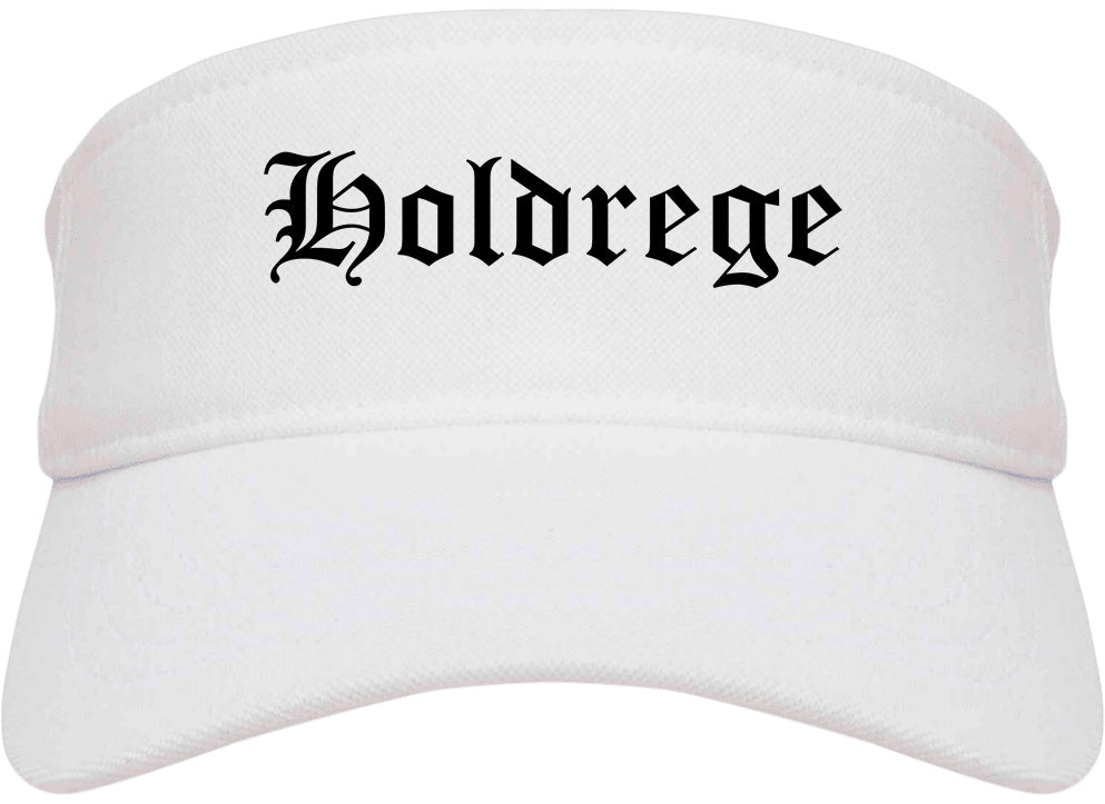 Holdrege Nebraska NE Old English Mens Visor Cap Hat White