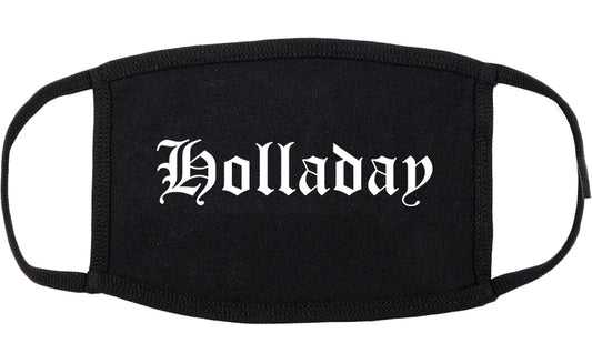 Holladay Utah UT Old English Cotton Face Mask Black