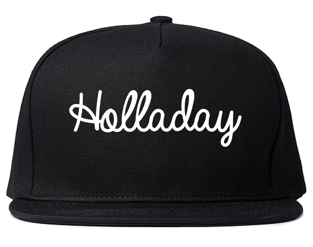 Holladay Utah UT Script Mens Snapback Hat Black