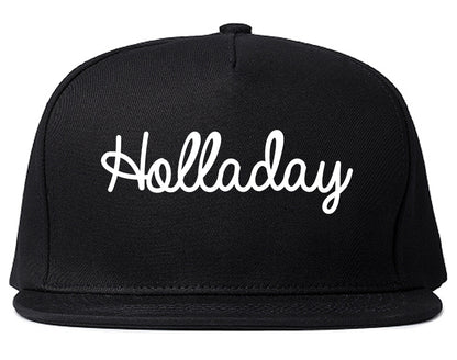 Holladay Utah UT Script Mens Snapback Hat Black