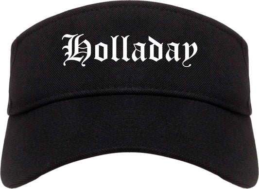 Holladay Utah UT Old English Mens Visor Cap Hat Black
