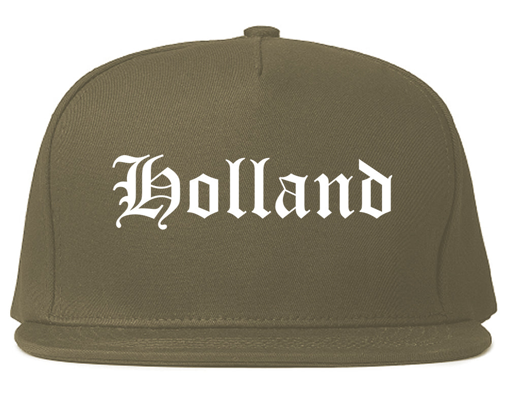 Holland Michigan MI Old English Mens Snapback Hat Grey
