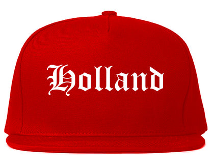 Holland Michigan MI Old English Mens Snapback Hat Red