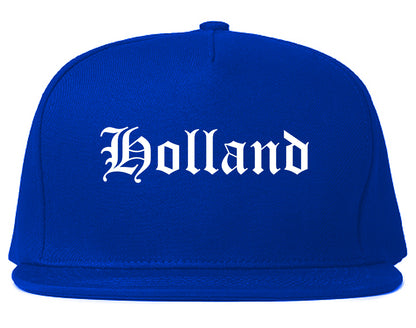 Holland Michigan MI Old English Mens Snapback Hat Royal Blue