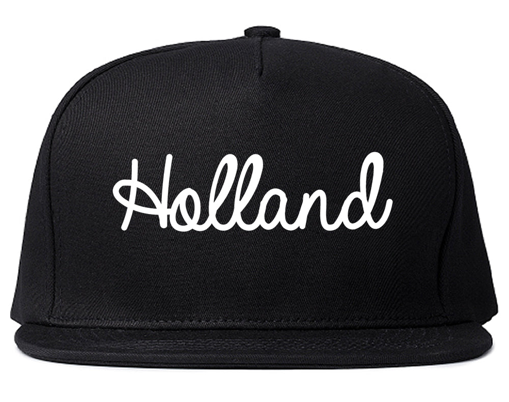 Holland Michigan MI Script Mens Snapback Hat Black