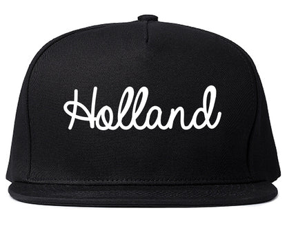 Holland Michigan MI Script Mens Snapback Hat Black