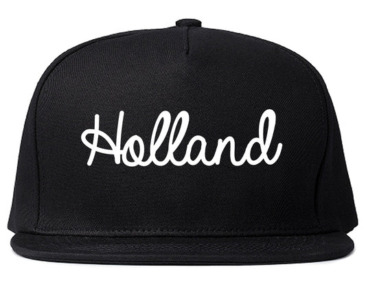 Holland Michigan MI Script Mens Snapback Hat Black
