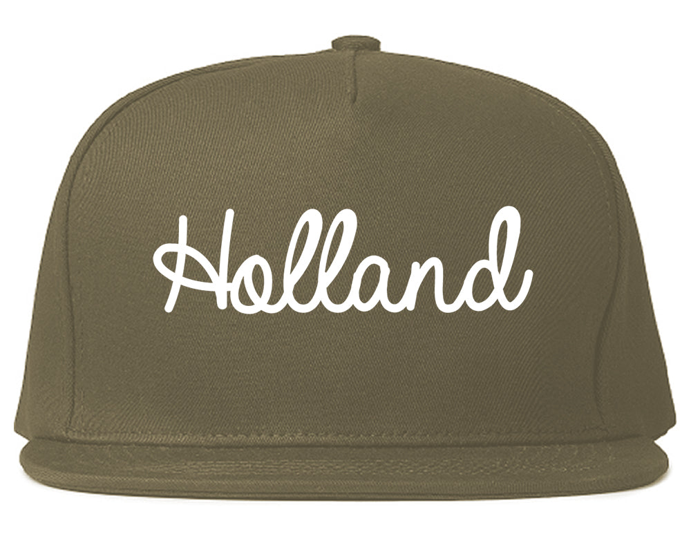 Holland Michigan MI Script Mens Snapback Hat Grey