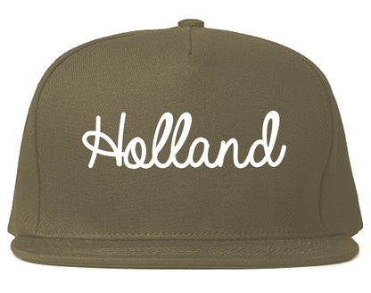 Holland Michigan MI Script Mens Snapback Hat Grey