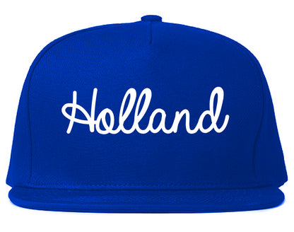 Holland Michigan MI Script Mens Snapback Hat Royal Blue
