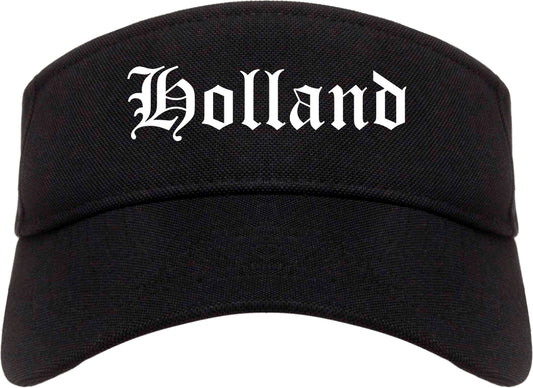 Holland Michigan MI Old English Mens Visor Cap Hat Black