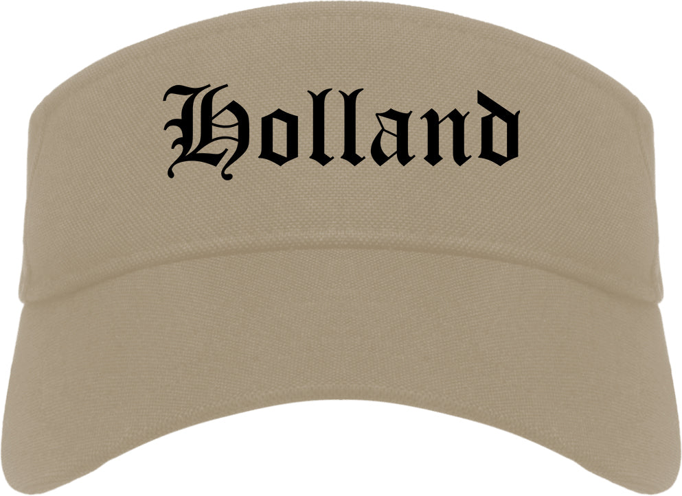 Holland Michigan MI Old English Mens Visor Cap Hat Khaki