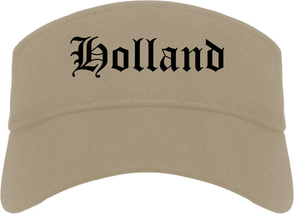 Holland Michigan MI Old English Mens Visor Cap Hat Khaki