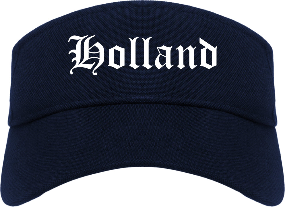 Holland Michigan MI Old English Mens Visor Cap Hat Navy Blue