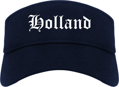 Holland Michigan MI Old English Mens Visor Cap Hat Navy Blue