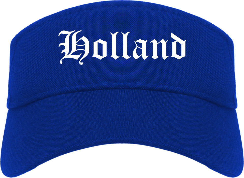 Holland Michigan MI Old English Mens Visor Cap Hat Royal Blue