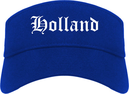 Holland Michigan MI Old English Mens Visor Cap Hat Royal Blue