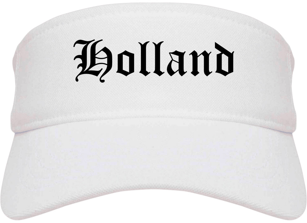 Holland Michigan MI Old English Mens Visor Cap Hat White