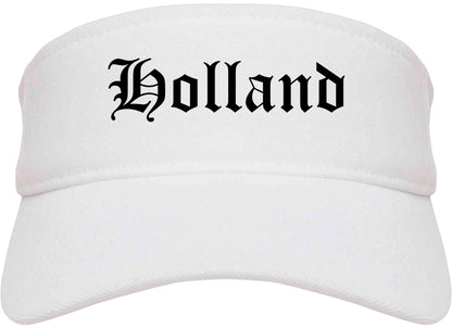 Holland Michigan MI Old English Mens Visor Cap Hat White
