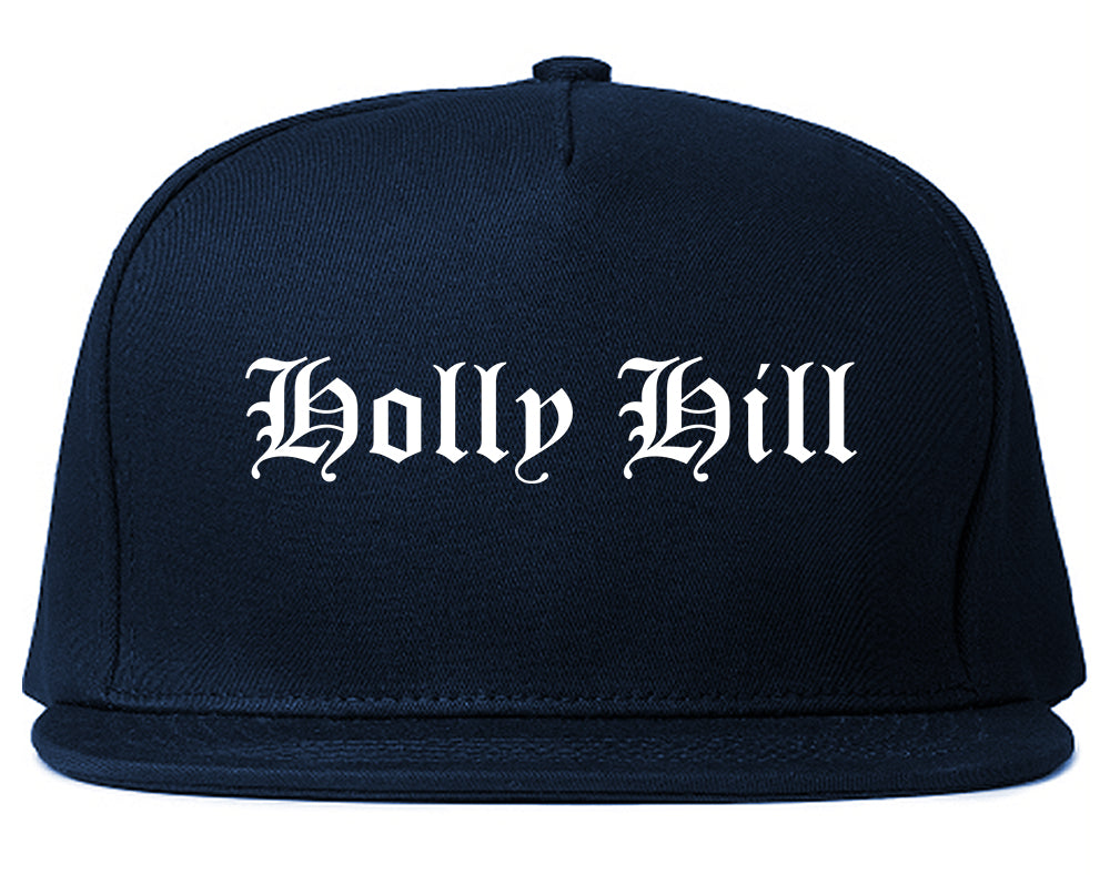 Holly Hill Florida FL Old English Mens Snapback Hat Navy Blue