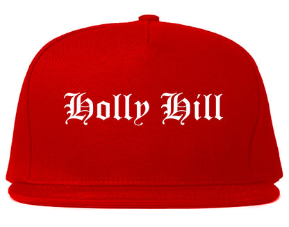 Holly Hill Florida FL Old English Mens Snapback Hat Red