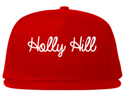 Holly Hill Florida FL Script Mens Snapback Hat Red