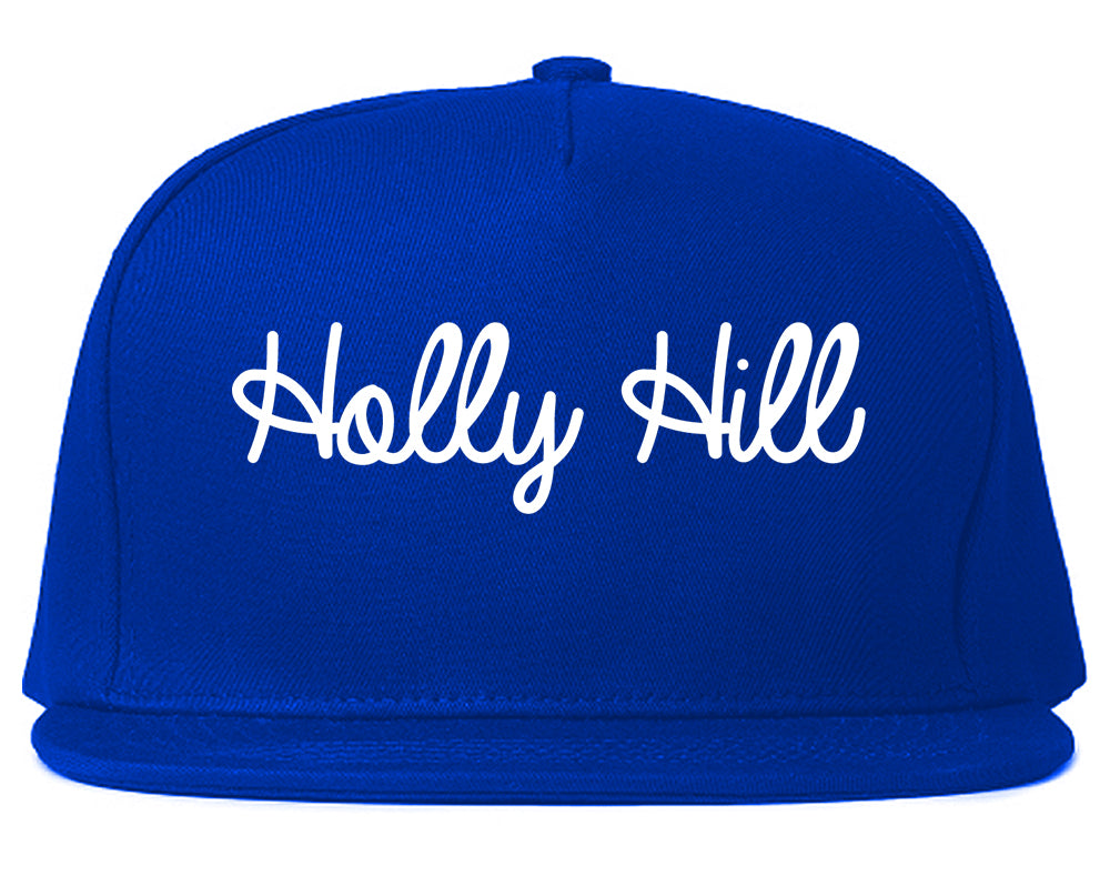 Holly Hill Florida FL Script Mens Snapback Hat Royal Blue